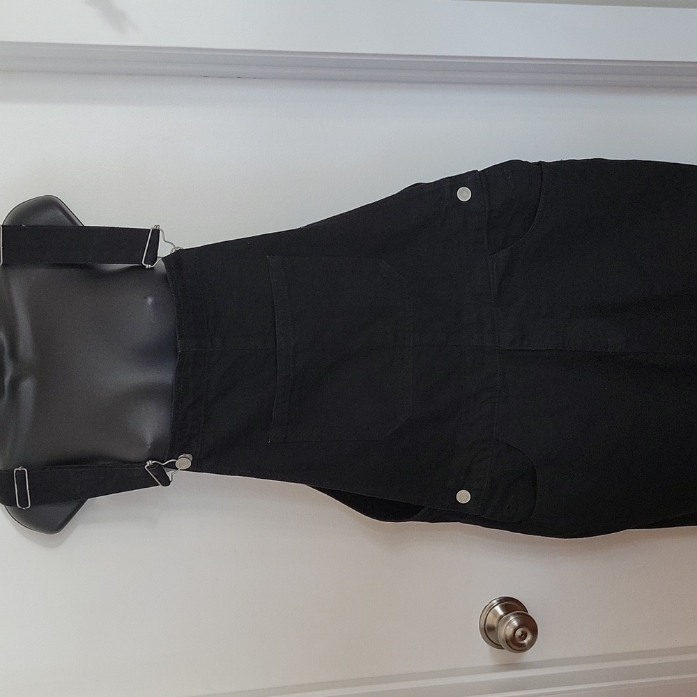 ASOS BLACK RIGID DENIM BIB OVERALLS - Picture 6 of 11